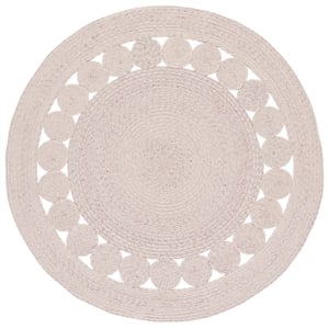 Safavieh Braided 6'-0&quot x 6'-0&quot Wool  Hand Woven Rug in Pink / Ivory