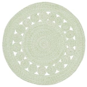 Safavieh Braided 3'-0&quot x 3'-0&quot Wool  Hand Woven Rug in Green / Ivory