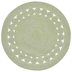 Safavieh Braided 6'-0&quot x 6'-0&quot Wool  Hand Woven Rug in Green / Ivory
