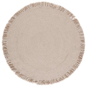 Safavieh Braided 4'-0&quot x 4'-0&quot Wool  Hand Woven Rug in Beige / Ivory