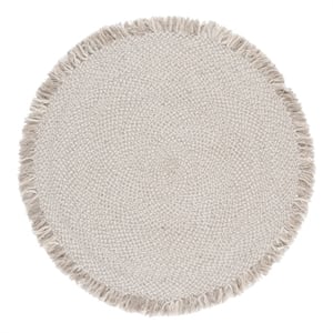 Safavieh Braided 5'-0&quot x 5'-0&quot Wool  Hand Woven Rug in Gray / Ivory