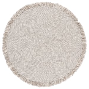 Safavieh Braided 6'-0&quot x 6'-0&quot Wool  Hand Woven Rug in Gray / Ivory