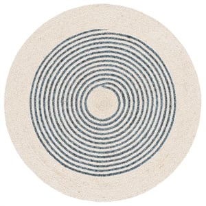 Safavieh Braided 6'-0&quot x 6'-0&quot Wool  Hand Woven Rug in Ivory / Navy