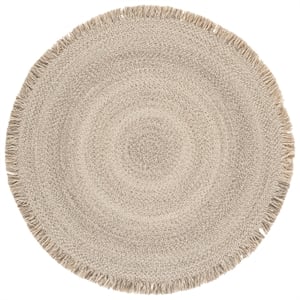 Safavieh Braided 6'-0&quot x 6'-0&quot Wool  Hand Woven Rug in Gray / Ivory