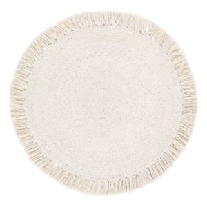 Safavieh Braided 3'-0&quot x 3'-0&quot Wool  Hand Woven Rug in Silver / Ivory
