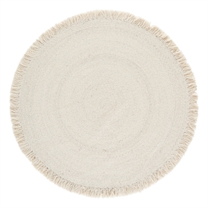 Safavieh Braided 5'-0&quot x 5'-0&quot Wool  Hand Woven Rug in Silver / Ivory