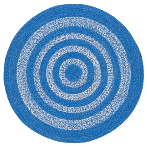 Safavieh Braided 4'-0&quot x 4'-0&quot Wool  Hand Woven Rug in Blue / Ivory