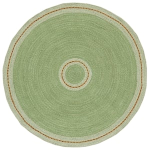 Safavieh Braided 6'-0&quot x 6'-0&quot Wool  Hand Woven Rug in Green / Gold
