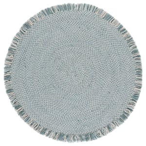 Safavieh Braided 3'-0&quot x 3'-0&quot Wool  Hand Woven Rug in Blue / Ivory