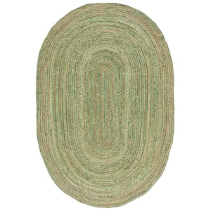 Safavieh Cape Cod 5'-0&quot x 8'-0&quot Jute and Cotton Hand Woven Rug in Green /Natural