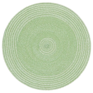 Safavieh Braided 4'-0&quot x 4'-0&quot Wool  Hand Woven Rug in Green / Ivory