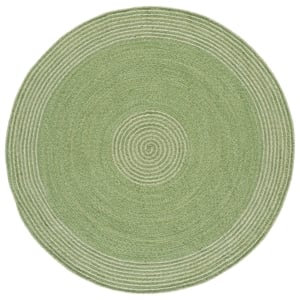 Safavieh Braided 6'-0&quot x 6'-0&quot Wool  Hand Woven Rug in Green / Ivory