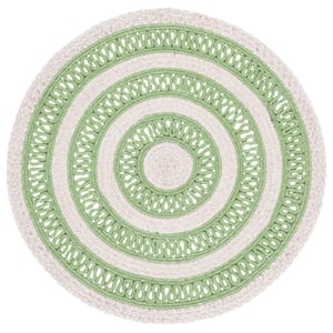 Safavieh Braided 3'-0&quot x 3'-0&quot Wool  Hand Woven Rug in Green / Pink