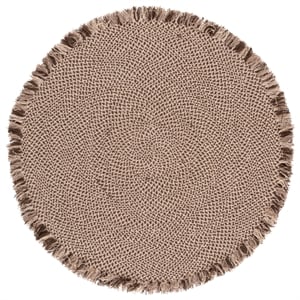 Safavieh Braided 4'-0&quot x 4'-0&quot Wool  Hand Woven Rug in Brown / Beige