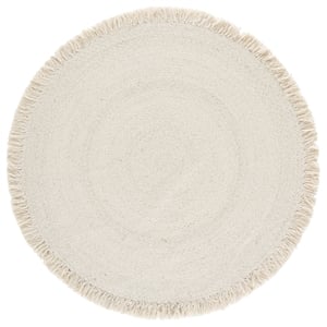 Safavieh Braided 6'-0&quot x 6'-0&quot Wool  Hand Woven Rug in Silver / Ivory
