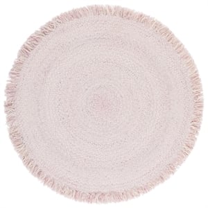 Safavieh Braided 3'-0&quot x 3'-0&quot Wool  Hand Woven Rug in Ivory / Pink