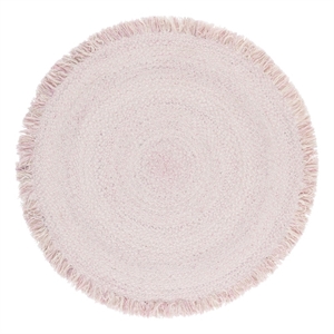 Safavieh Braided 5'-0&quot x 5'-0&quot Wool  Hand Woven Rug in Ivory / Pink