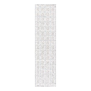 Safavieh Ebony 2'-3&quot x 7'-0&quot Wool  Hand Tufted Rug in Silver / Ivory