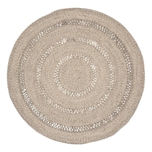 Safavieh Braided 5'-0&quot x 5'-0&quot Wool  Hand Woven Rug in Gray / Silver