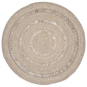 Safavieh Braided 6'-0&quot x 6'-0&quot Wool  Hand Woven Rug in Gray / Silver