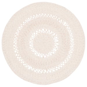 Safavieh Braided 3'-0&quot x 3'-0&quot Wool  Hand Woven Rug in Peach / Ivory