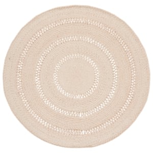 Safavieh Braided 6'-0&quot x 6'-0&quot Wool  Hand Woven Rug in Peach / Ivory