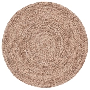 Safavieh Braided 4'-0&quot x 4'-0&quot Wool  Hand Woven Rug in Natural / Brown