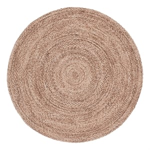 Safavieh Braided 5'-0&quot x 5'-0&quot Wool  Hand Woven Rug in Natural / Brown