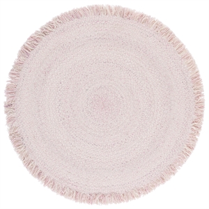 Safavieh Braided 6'-0&quot x 6'-0&quot Wool  Hand Woven Rug in Ivory / Pink