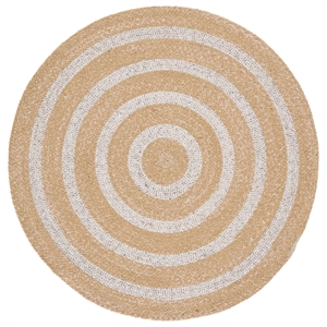 Safavieh Braided 4'-0&quot x 4'-0&quot Wool  Hand Woven Rug in Natural / Silver