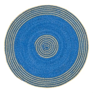 Safavieh Braided 3'-0&quot x 3'-0&quot Wool  Hand Woven Rug in Blue / Gold