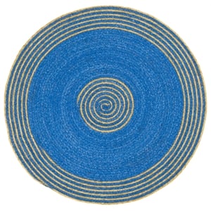 Safavieh Braided 4'-0&quot x 4'-0&quot Wool  Hand Woven Rug in Blue / Gold