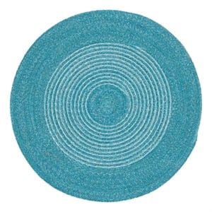 Safavieh Braided 3'-0&quot x 3'-0&quot Wool  Hand Woven Rug in Turquoise / Ivory