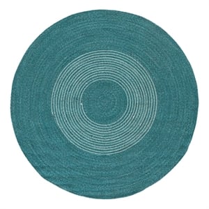 Safavieh Braided 5'-0&quot x 5'-0&quot Wool  Hand Woven Rug in Turquoise / Ivory