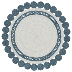 Safavieh Braided 3'-0&quot x 3'-0&quot Wool  Hand Woven Rug in Blue / Sage