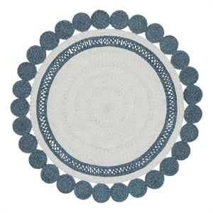 Safavieh Braided 5'-0&quot x 5'-0&quot Wool  Hand Woven Rug in Blue / Sage