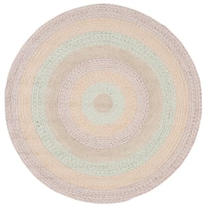 Safavieh Braided 6'-0&quot x 6'-0&quot Wool  Hand Woven Rug in Pink / Sage