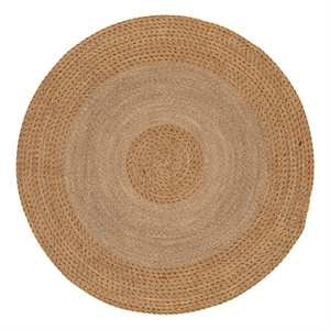 Safavieh Braided 5'-0&quot x 5'-0&quot Wool  Hand Woven Rug in Natural / Gold