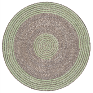 Safavieh Braided 4'-0&quot x 4'-0&quot Wool  Hand Woven Rug in Gray / Green