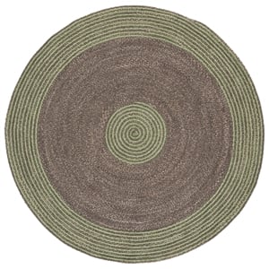 Safavieh Braided 6'-0&quot x 6'-0&quot Wool  Hand Woven Rug in Gray / Green