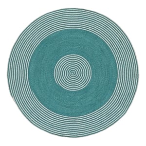 Safavieh Braided 5'-0&quot x 5'-0&quot Wool  Hand Woven Rug in Turquoise / Pink