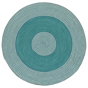 Safavieh Braided 6'-0&quot x 6'-0&quot Wool  Hand Woven Rug in Turquoise / Pink