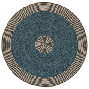 Safavieh Braided 6'-0&quot x 6'-0&quot Wool  Hand Woven Rug in Natural / Turquoise