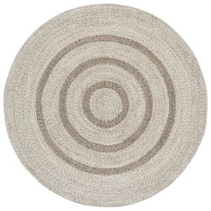 Safavieh Braided 6'-0&quot x 6'-0&quot Wool  Hand Woven Rug in Silver / Ivory