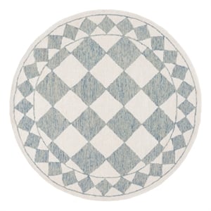Safavieh Ebony 6'-0&quot x 6'-0&quot Wool and Polyester Hand Tufted Rug in Blue / Ivory