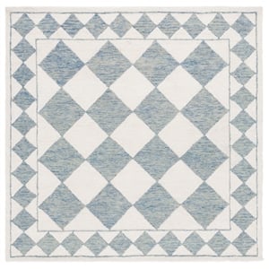 Safavieh Ebony 6'-0&quot x 6'-0&quot Wool and Polyester Hand Tufted Rug in Blue / Ivory