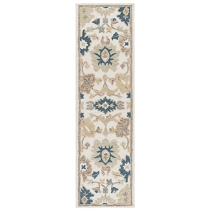 Safavieh Ebony 2'-3&quot x 8'-0&quot Wool and Cotton Hand Tufted Rug in Ivory / Gray