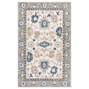 Safavieh Ebony 3'-0&quot x 5'-0&quot Wool and Cotton Hand Tufted Rug in Ivory / Gray