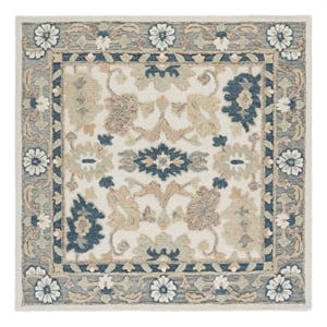 Safavieh Ebony 6'-0&quot x 6'-0&quot Wool and Cotton Hand Tufted Rug in Ivory / Gray
