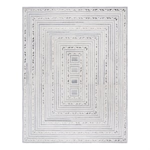 Safavieh Ebony 8'-0&quot x 10'-0&quot Wool and Cotton Hand Tufted Rug in Ivory / Gray